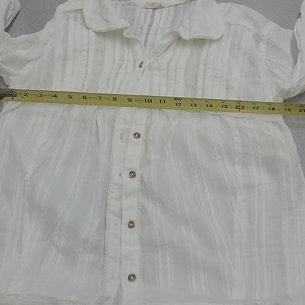 Pilcro White Cotton Lightweight Button-Up Tunic/Swim Cover Size S - Picture 9 of 12